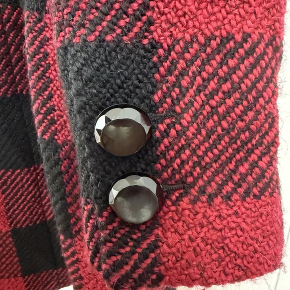 PLENTY Tracy Reese Red Plaid COAT S Buffalo Christmas Anthropologie Holiday - Picture 9 of 16